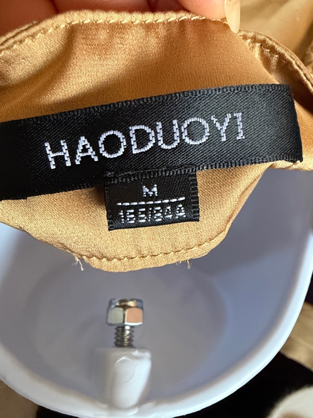 HAODUOYI Mustard Halter Neck Long Sleeve Blouse with Keyhole - Picture 4 of 4